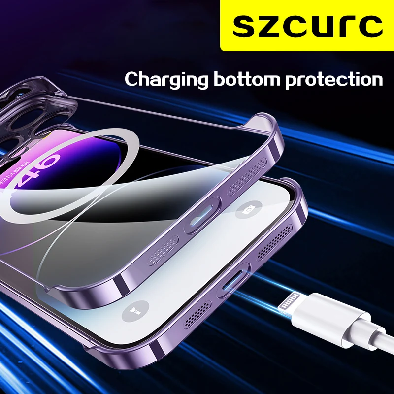 Ceny Nowość Bez Obramowania Magsafe Wysokiej Klasy Luksus Dla IPhone 14 Pro Max Etui Na Telefon 12 11 13 Ssanie Magnetyczne Ultra-cienka Torba Ochronna