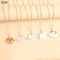 xedz popular jewelry creative cartoon rabbit panda piggy pendant necklace cute style gold chain necklace jewelry childrens gift