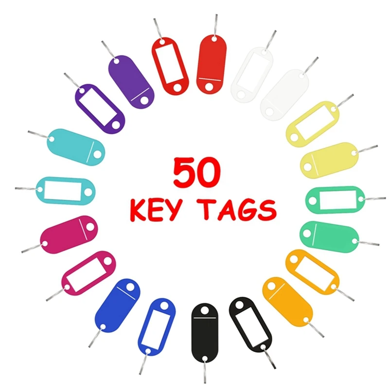 

50pcs Multi-Color Plastic Keychain Blank Key Ring DIY Name Tags For Baggage Paper Insert Luggage Tags Car Key Chain Accessories