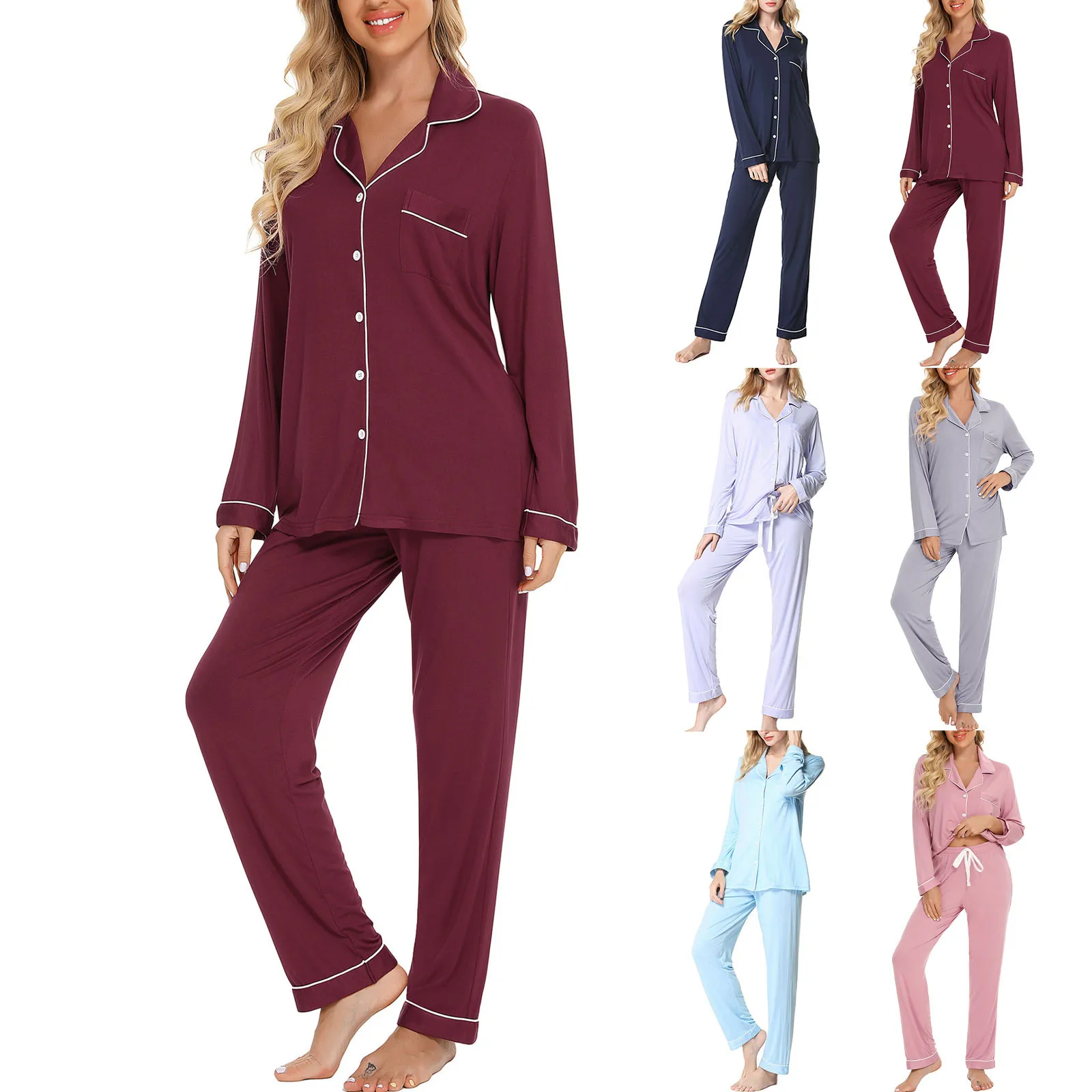 

Женская шелковая пижама с длинным рукавом, на пуговицах