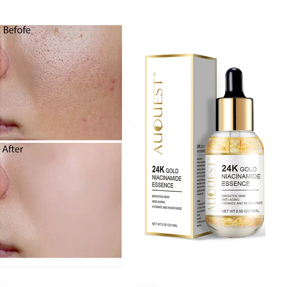 

24k Gold Niacinamida Vitamina C Serum Visage Anti Acne Rugas Facial Crema Pigmento Dark Spot Remover For Face Lifting Essência