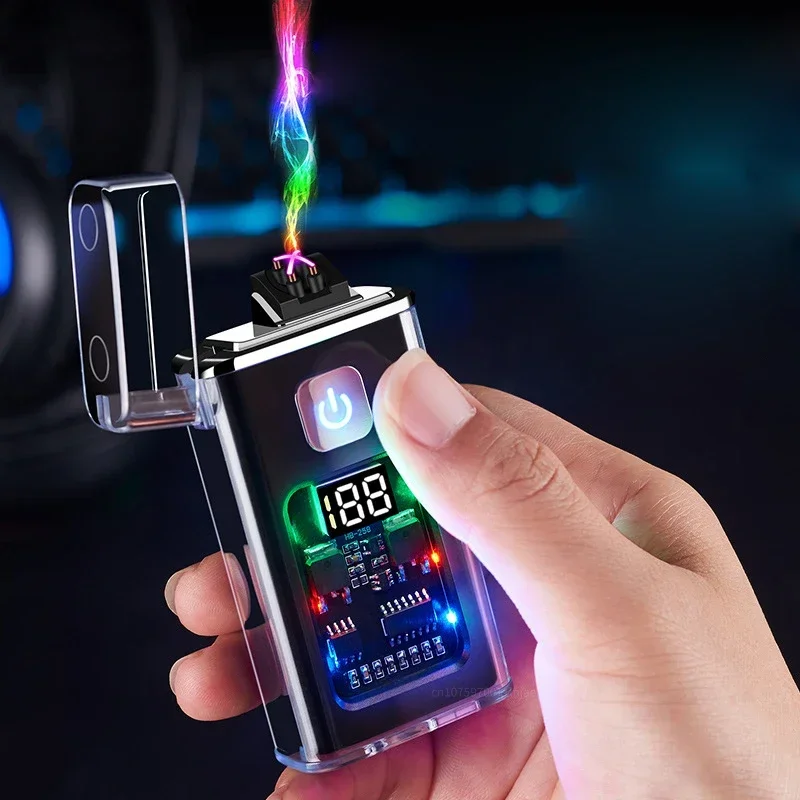 Стильная USB перезаряжаемая электрическая зажигалка крутая ветрозащитная