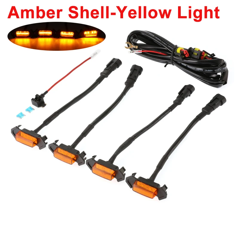 

Светодиодная передняя решетка радиатора с жгутом и предохранителем, 4 шт./комплект, для Toyota Tacoma 2016-2019 TRD PRO (светильник янтарсветильник)