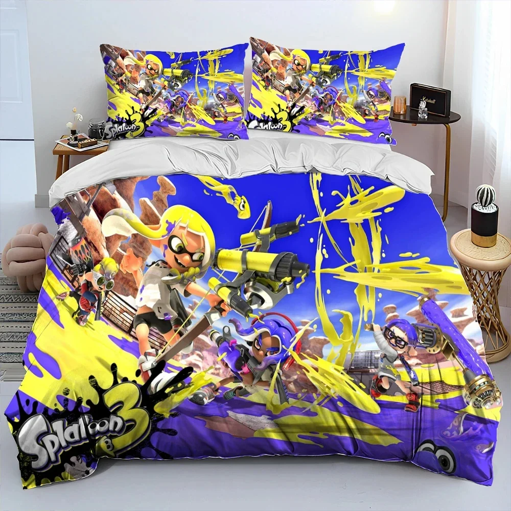 Комплект постельного белья с 3D рисунком S-Splatoon пододеяльник наволочка одеяло