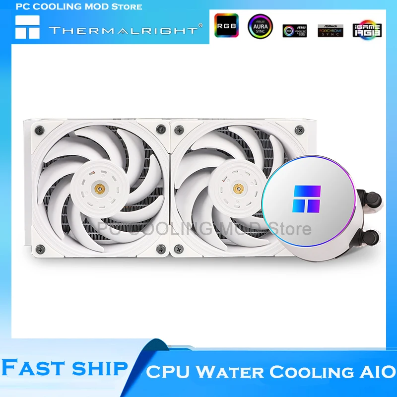 

Thermalright PC Water Cooling White AIO Kit Metal CPU Cooler For Intel AMD Block+Pump+Radiator+Fan Frozen MAGIC 240 SCENIC