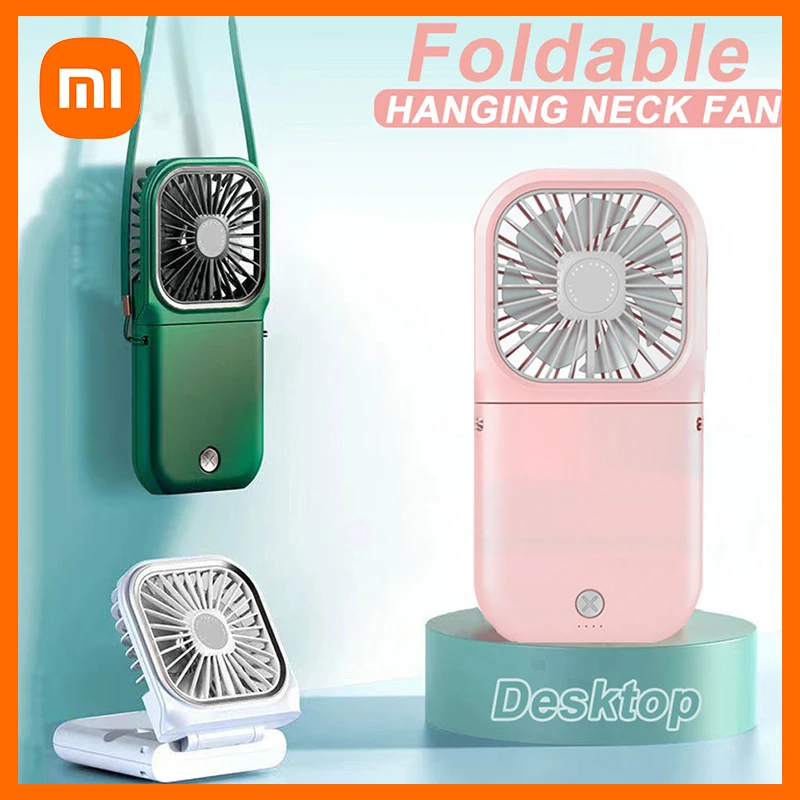 

Xiaomi Neck Hanging Fan Ventilador Foldable USB Adjustable Rechargeable Cooling Mute Power Bank Handheld Portable Desk Fan