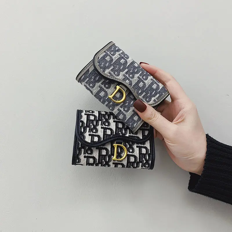 

Fashion Women Wallet Short Brand Designer PU Canvas Luxury Hasp Wallets Large Capacity Multiple card slots casual style Wallet