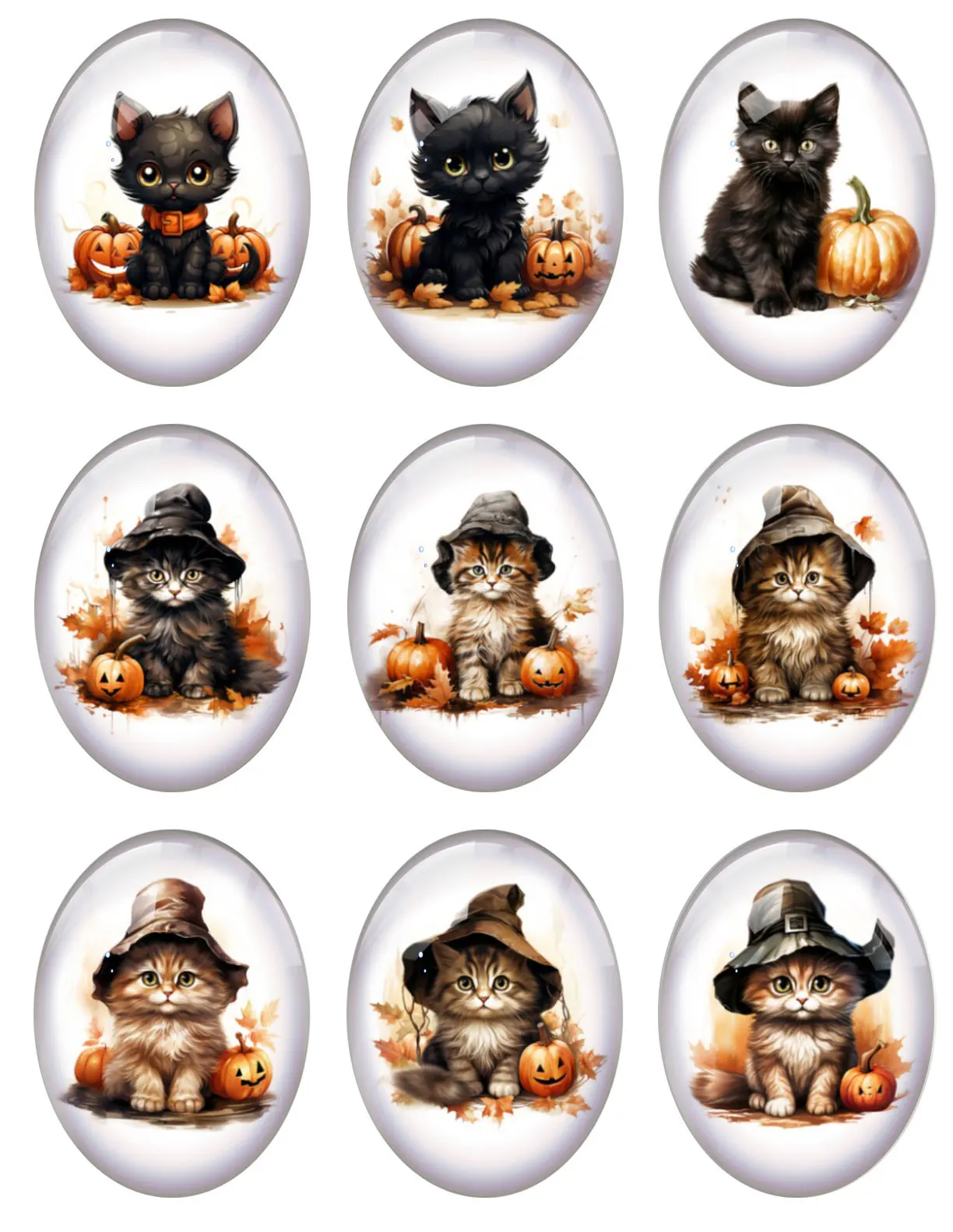 10 шт./лот шляпа Хэллоуин ведьма волшебник Кот Тыква кленовый лист Овальный фото