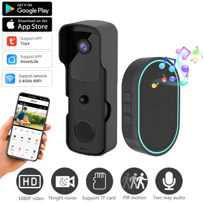 

Умный видеодомофон V30S, 1080P, Wi-Fi, водозащита IP54