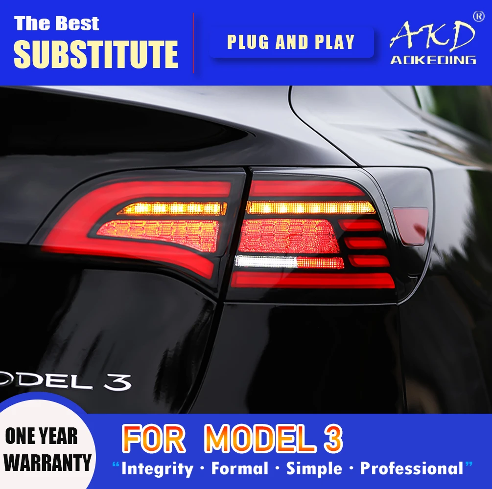 

Задняя фара AKD, модель Tesla 3, модель светодиодный Tail 2016-2021, модель Y, модель 3, задний противотуманный сигнал поворота, автомобильные аксессуары