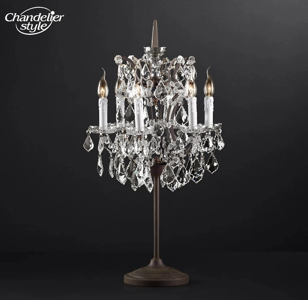 19th C. Rococo прозрачные дымчатые Кристальные настольные лампы винтажные