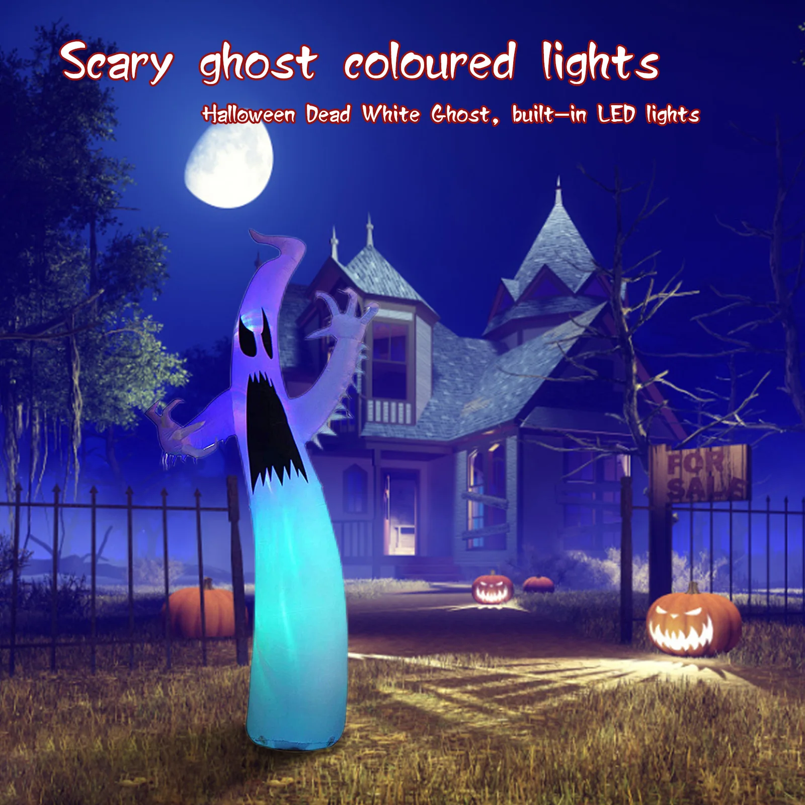 

Надувной призрак на Хэллоуин со встроенным светодиодом, надувной страшный призрак со светодиодами для помещений и улицы со светодиодными ф...