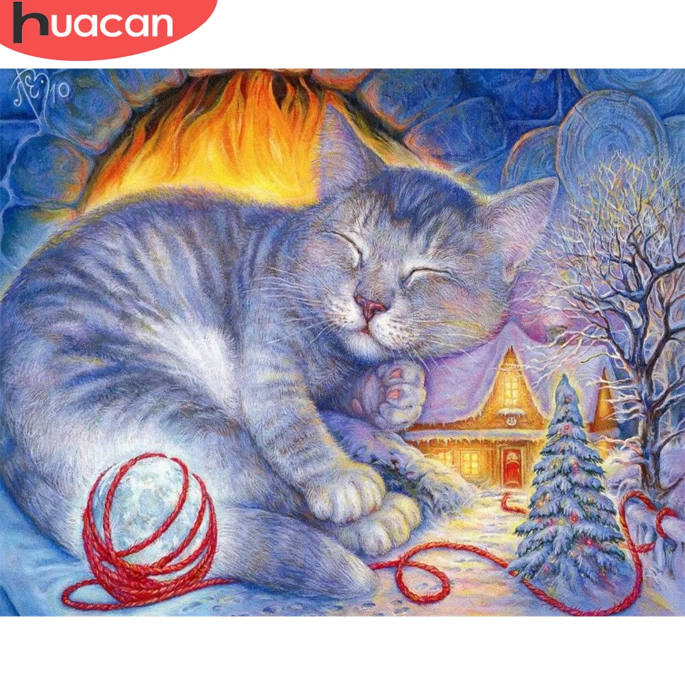 

HUACAN Раскраска по номерам, кошка, животное, ручная роспись, рамка «сделай сам», акриловая детская комната, Декор