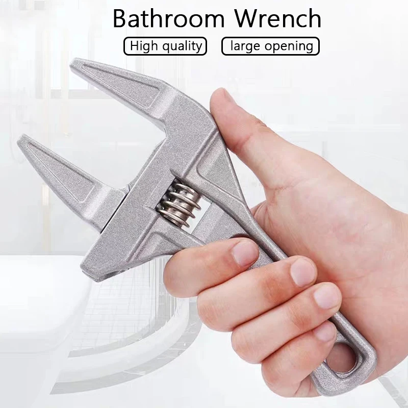 Bathroom Adjustable Wrench for Tight Spaces Multifunction Spanner for Plumbing Task Pipe Tube Nut Toilet Sink Pool