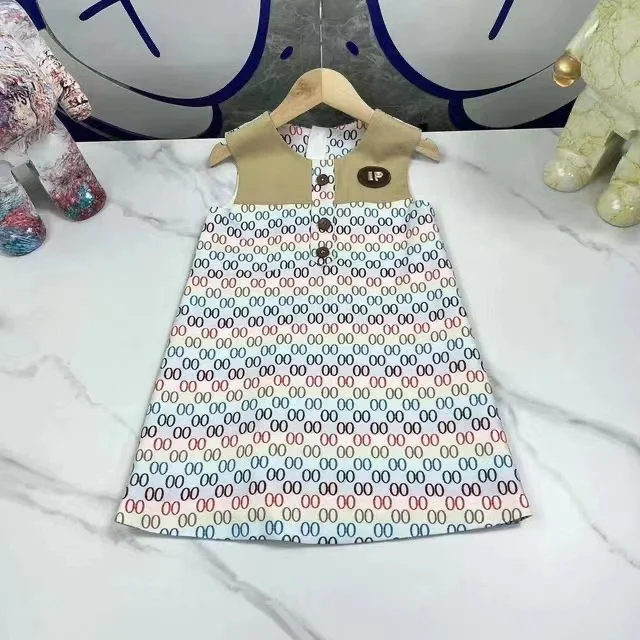 

High end customized 2022 fashionable new accessory girls' letter printed foreign style sleeveless dress with excellent upper bod