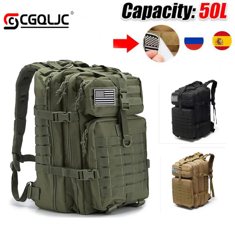 Купи 50L Military Tactical Backpack Mens Waterproof Large Capacity Bags Outdoor Sport Camping Hiking Hunting Trekking Men Rucksacks за 2,398 рублей в магазине AliExpress