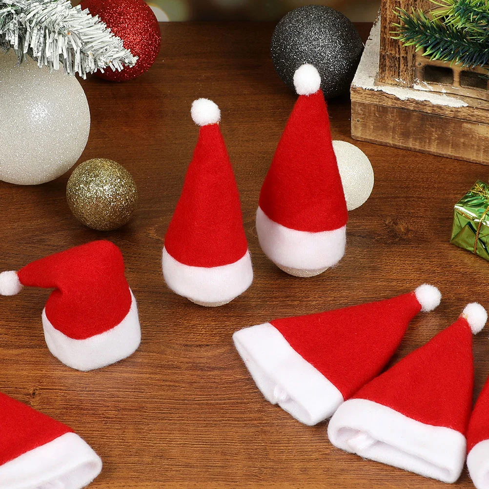 

15pcs Miniature Santa Claus Caps Lollipop Decorative Caps Mini Christmas Hat Party Accessories