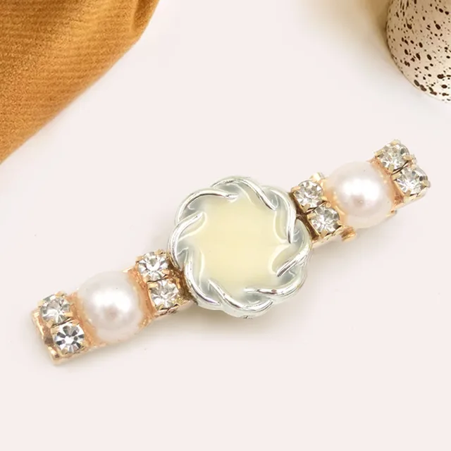 New Simple Word Clip Korean Version of The Pearl Edge Clip Female Adult Clip Rhinestone Point Oil Hairpin Push Pearl Hairpin 6