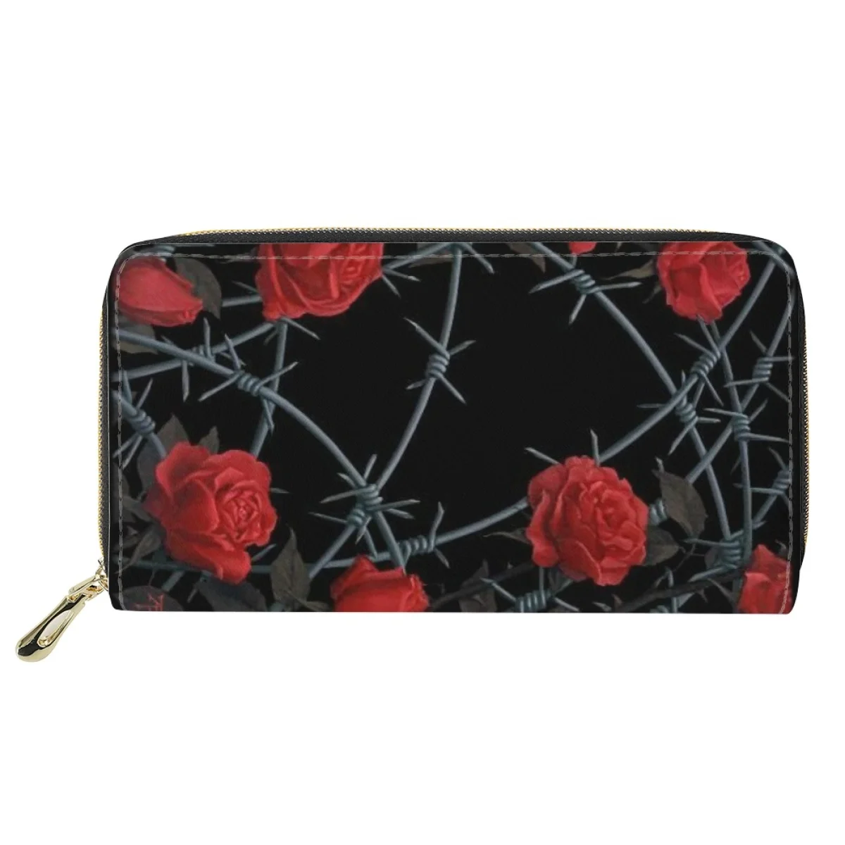 

Coloranimal Rose Metal Chain Face Ladies Waterproof Zipper Portable Card Holder Multifunctional Fashion Wallet Sac A Main Femmes