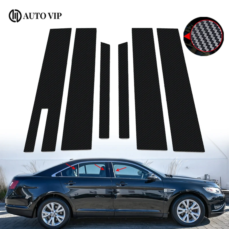 

6 шт. автомобильные двери окна столбы отделка крышки наклейки для Ford Taurus безключевое углеродное волокно 2010-2019 автомобильные аксессуары