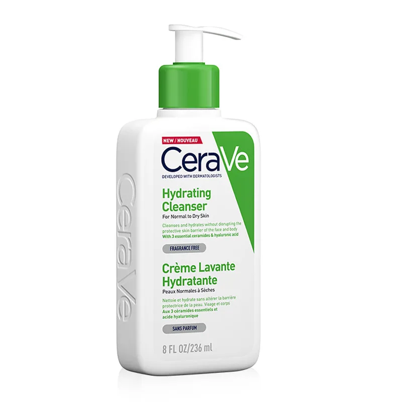 

Cerave Hydrating Cleanser For Normal to Dry Skin Hyaluronic Acid Triple Ceramide Gentle Repair Face and Body Skin Care 236ml