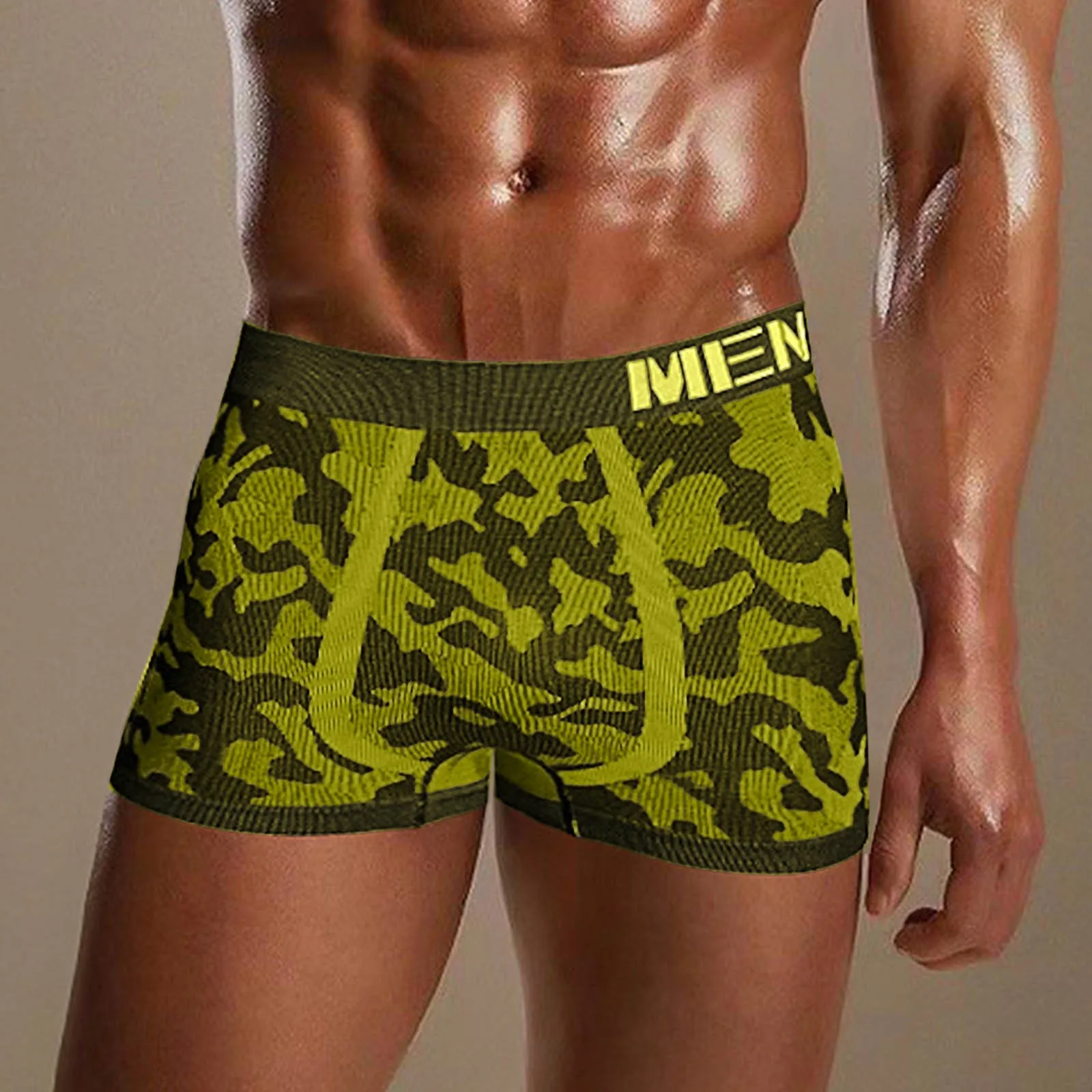 

Трусы-боксеры мужские с камуфляжным принтом, дышащие пикантные Трусы-шорты стрейч со средней талией, нижнее белье