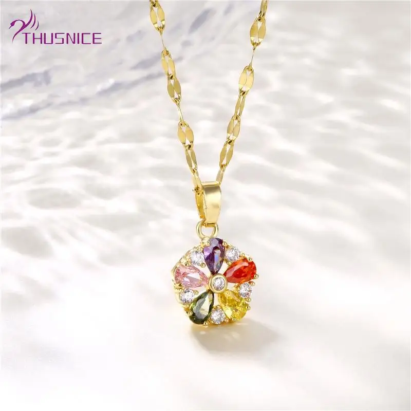 

Модное ожерелье Thusnice с цветком из титановой стали, ожерелье с покрытием из 18-каратного золота для женщин, ювелирные изделия на годовщину, по...