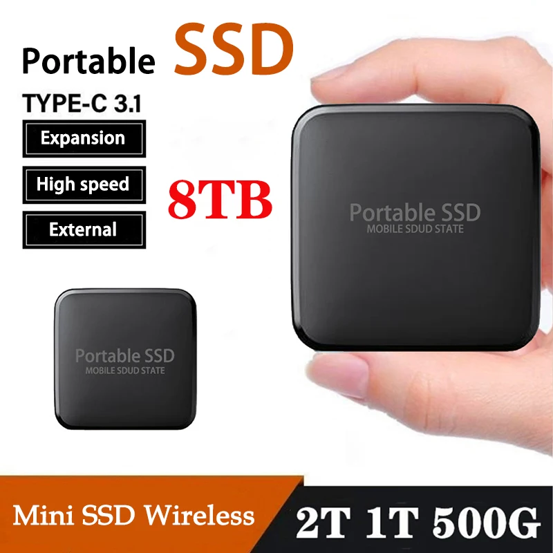 

New Portable SSD 500GB 1TB 2TB 4TB 8TB USB 3.1 Type C External Hard Drive Solid State Storage Mobile Disks For Desktop Laptop