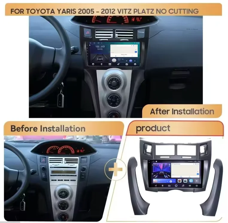 9-дюймовый для Toyota Yaris Vizi 2005-2012 Android 13.0 6 + 128G Автомобильный GPS-навигатор