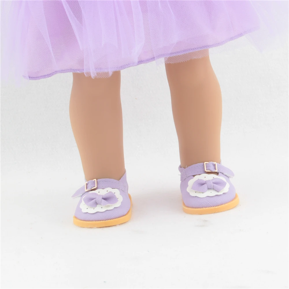 

7cm Fashion 43cm New Baby Doll Cute Shoes Sneakers Shoes For 18 inch Girl Dolls Accessories Shoes Roundhead Lace Shoes