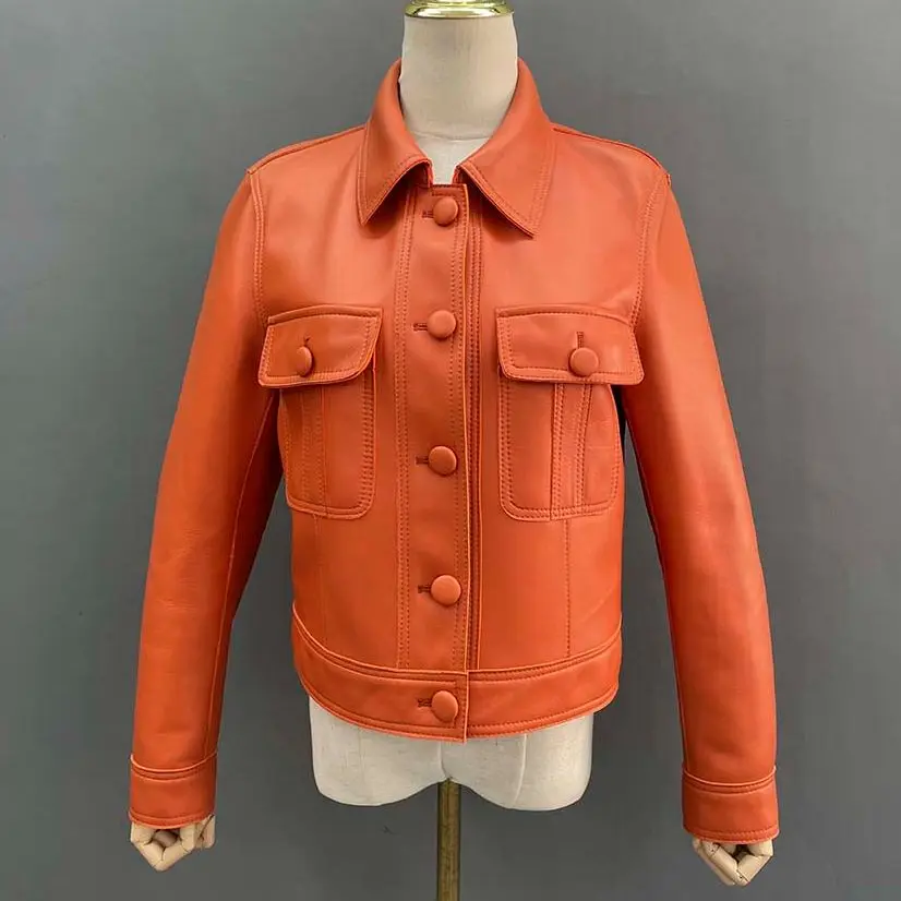 JANEFUR Genuine Leather Jackets Women 2023 Slim Short Fashion Real Sheepskin Coat Wholesale Spring Autumn Ladies Outerwears