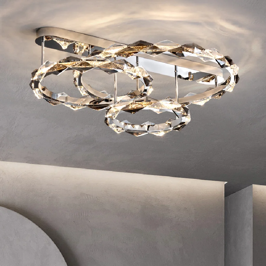 

Роскошная хрустальная Потолочная люстра, дизайнерская современная люстра для помещений, хром, лампа для гостиной, спальни, столовой