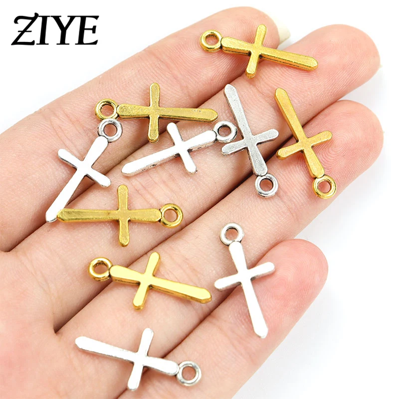 

30pcs 10x21mm Silver/Gold Plated Cross Charms for Jewelry Making Earring Pendant Bracelet Necklace Accessories DIY Craft Finding