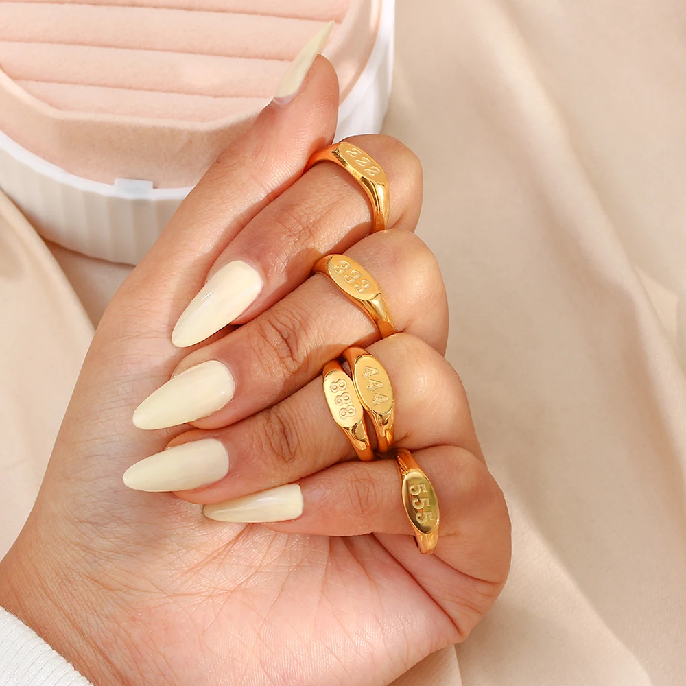 

Summer 2023 18K Gold Plated Classic Angel Digital Ring Popular high-quality stainless steel fashion jewelry ring