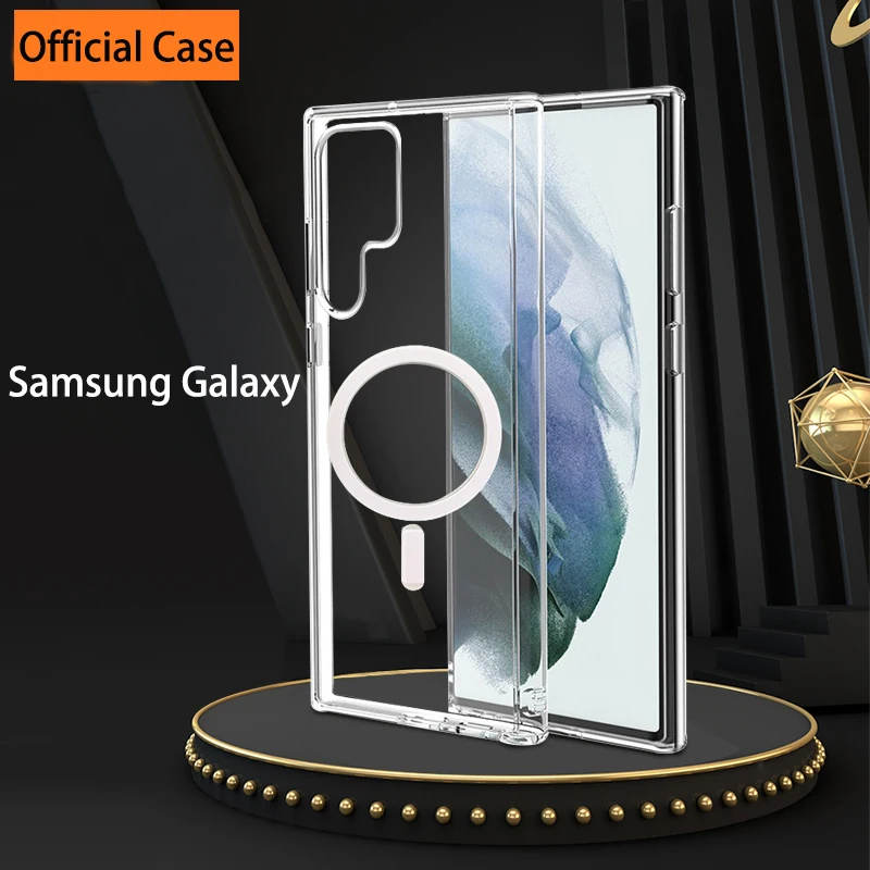

For Magsafe Magnetic Wireless Charging Case For Samsung Galaxy S22 ultra s22 plus Magnetic Card Holder wallet Shockproof Cover