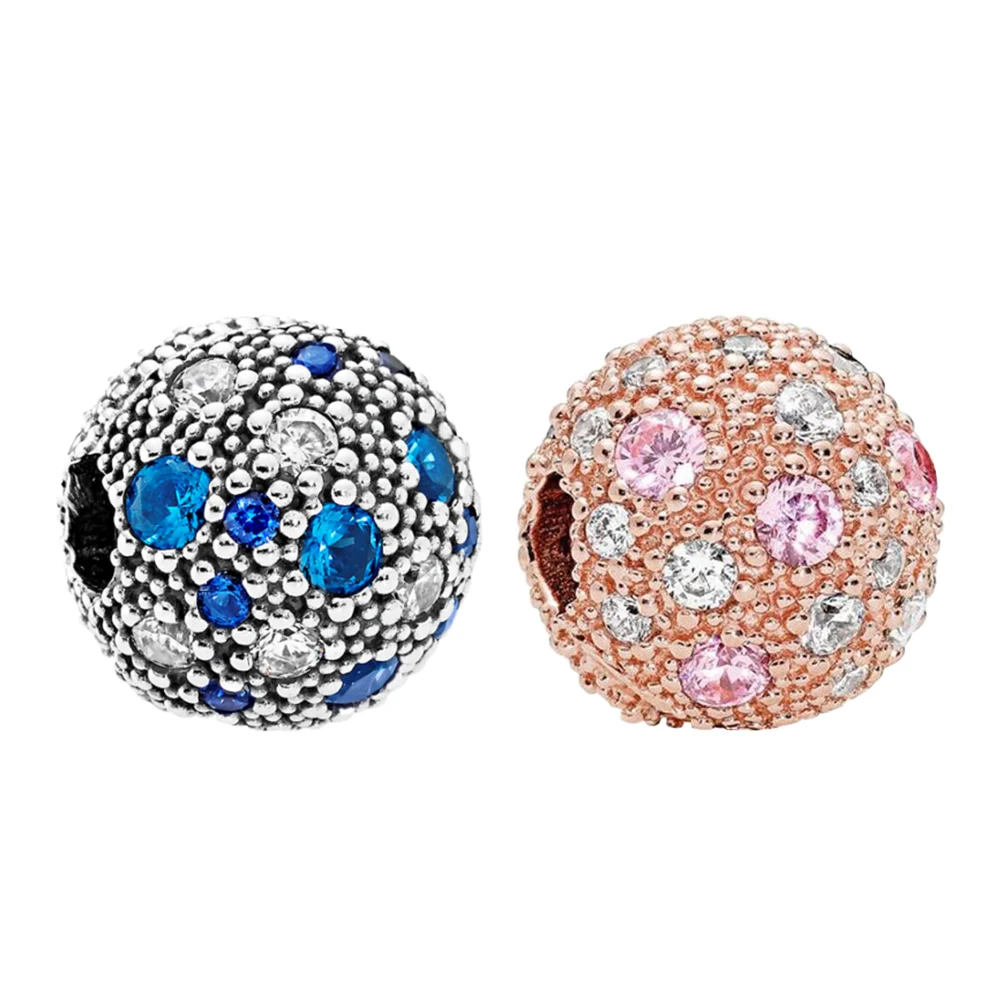 

New 100% 925 Sterling Silver Diamond-Encrusted Round Clip Anti-Slip Buckle Fit For Ladies Original Pandora Bracelet DIY Jewelry