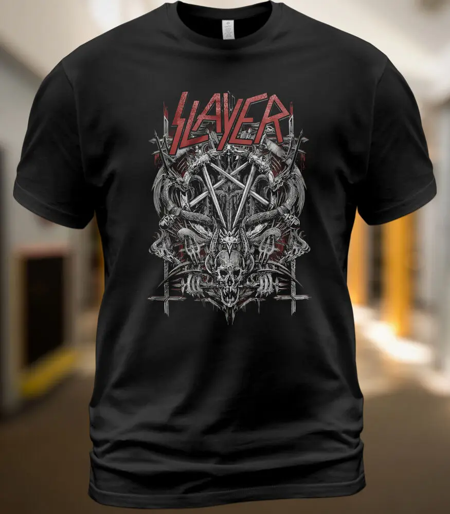 Хлопковая футболка Slayer Reign in Blood Album Tee Kerry King Tom Araya Paul Bostaph