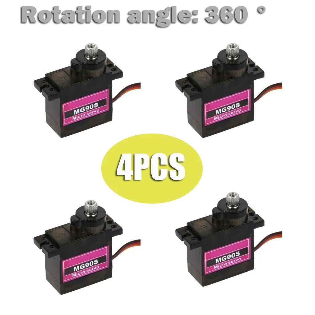 4PCS/Lot MG90S Micro Metal Gear 9g Servo For RC Plane Helicopter Boat Car 360° Model Toy Control High Quality Accessories#g3 - купить по