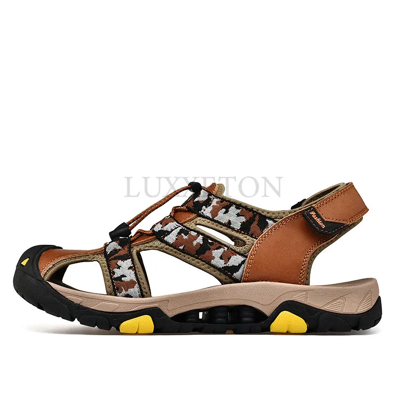 

Men Genuine Leather Summer Sandals Comfortable Casual Shoes Plus-sized Flats High Quality Beach Sandals Men Sandalias Hombre