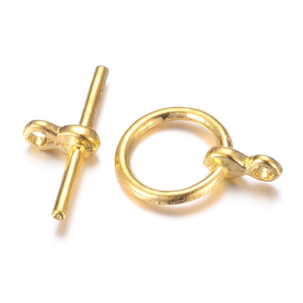 

10Set Alloy Toggle Clasps Ring Golden Ring: 12x17x1mm Hole: 1.5mm Bar: 19x8x1mm Hole: 1.5mm for fashion jewelry