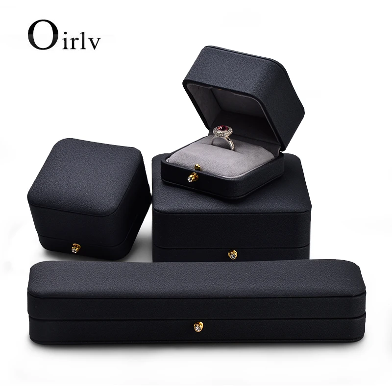 Oirlv Jewelry Box With Diamond Decoration Snap Fastener Diamond Decorative Ring Box For Wedding Necklace Present Bracelet Box