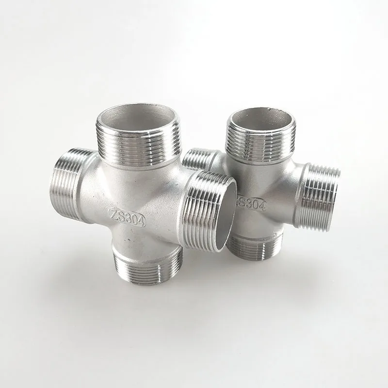 

1/2" DN15 male BSPT Thread Pipe Fitting 4 Way Stainless Steel SS304 Cross Type Coupling Pipe Connector