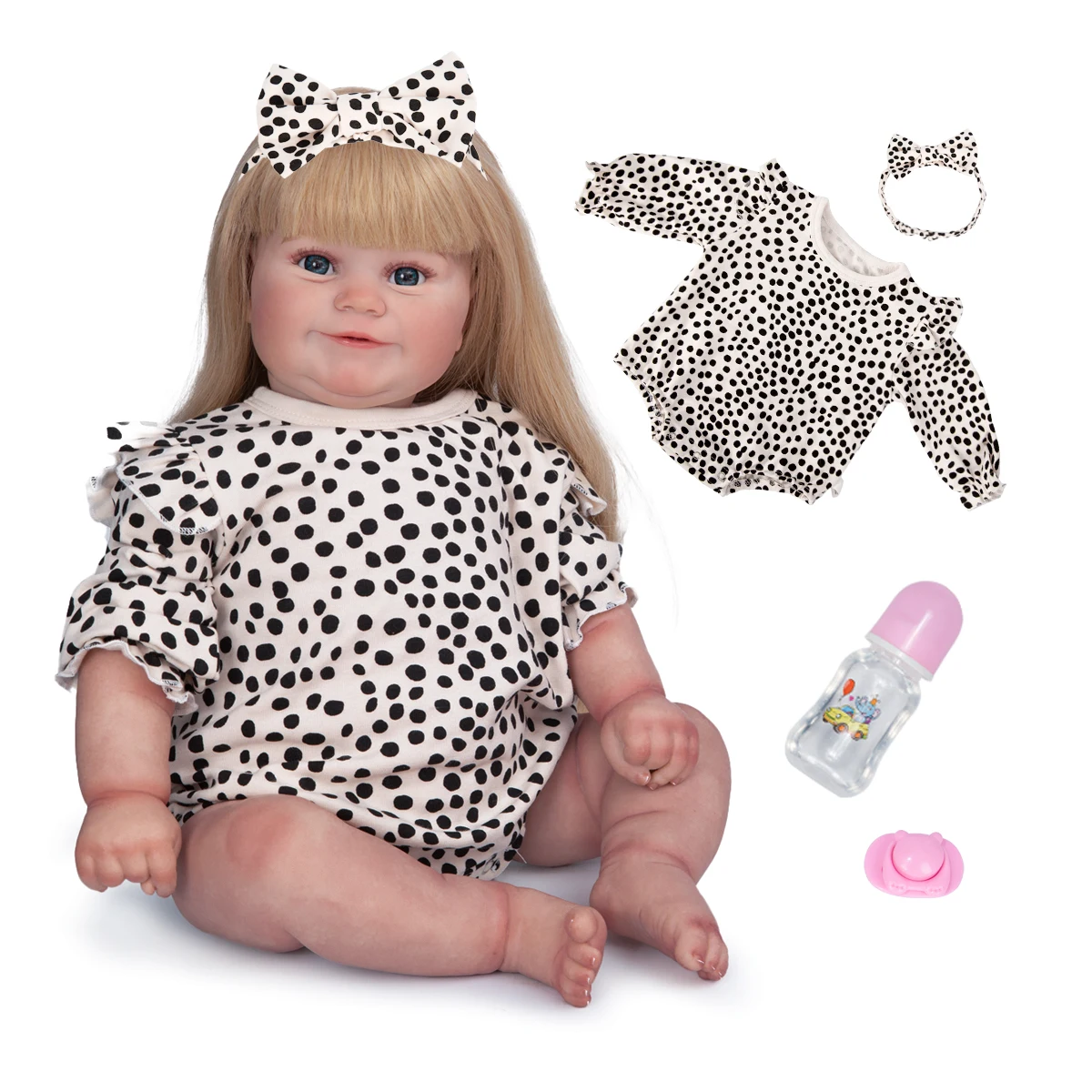 

60CM Completed Doll in Picture Reborn Doll Maddie Toddler Girl Blond Hair 3D Hand Paint Doll with Genesis Paint High Quality