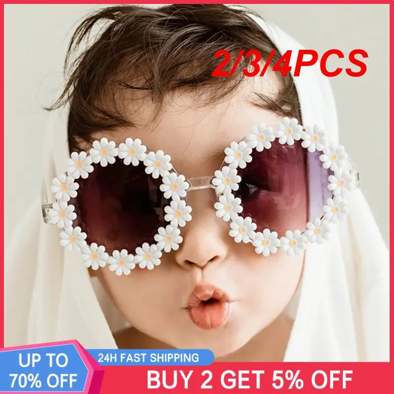 

2/3/4PCS Eyewear Outdoor Cute Goggles Gafas De Sol Daisy Flower Sunglasses Summer Fashion Children Sunglasses Uv400