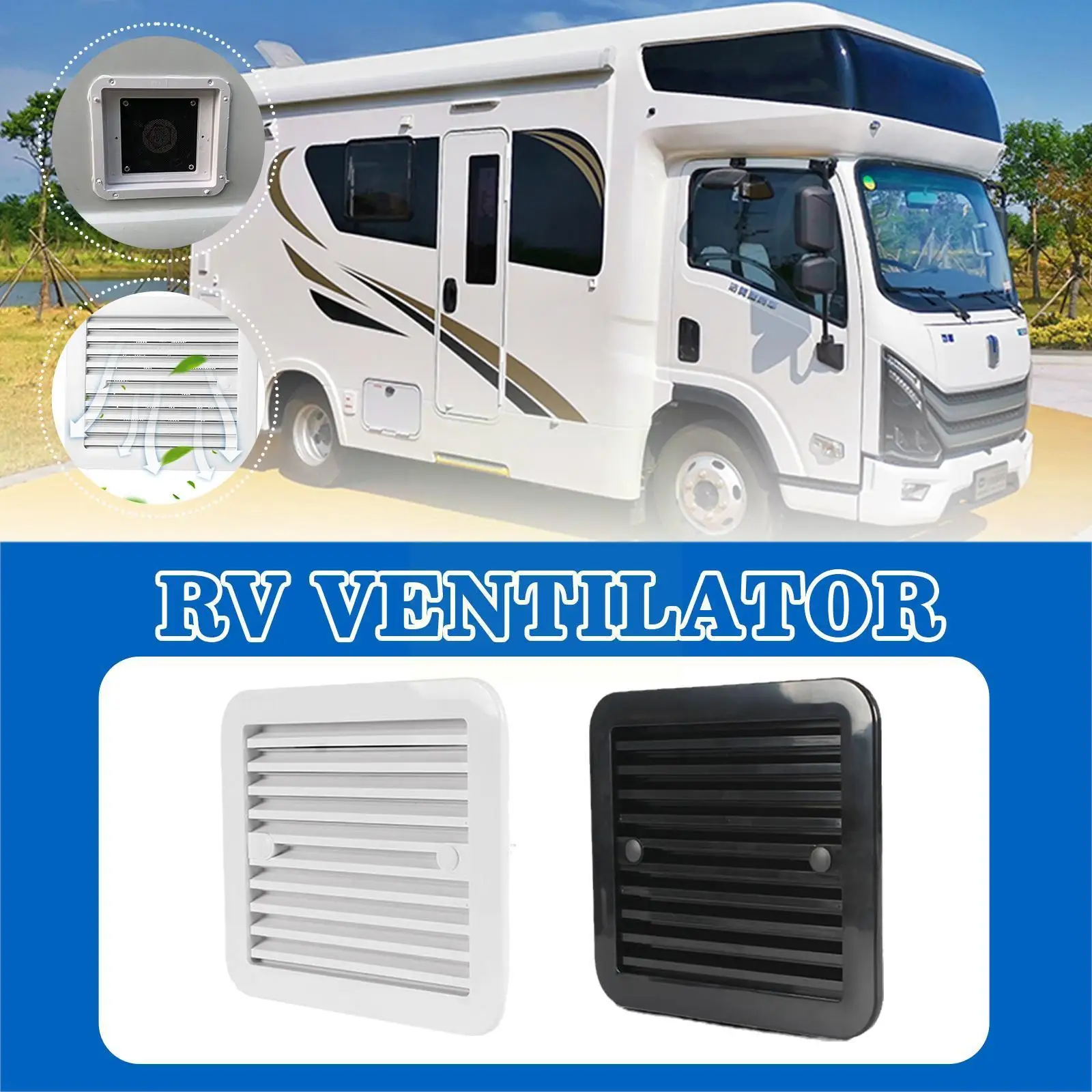

12V Fridge Vent with Fan for RV Trailer Caravan Side Air Strong Wind Exhaust Silent Automobile Accessories Car Styling Camp M7Z4