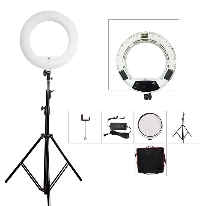 

Yidoblo FS-480II White Photo Studio LED Dimmable Ring Light Lamp + Bag + Tripod Photographic Lighting 3200-5500K 480LED Lights