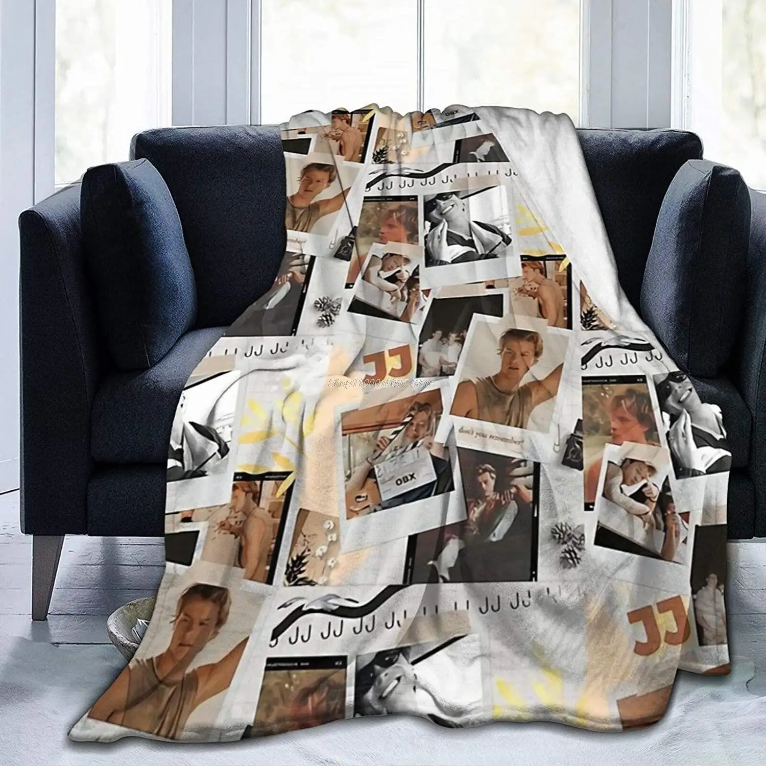 

Ultra Soft Flannel Fleece Blanket JJ Rudy Pankow Aesthetic Outer Banks Collage Stylish Bedroom Living 50"x40" Room Sofa Warm