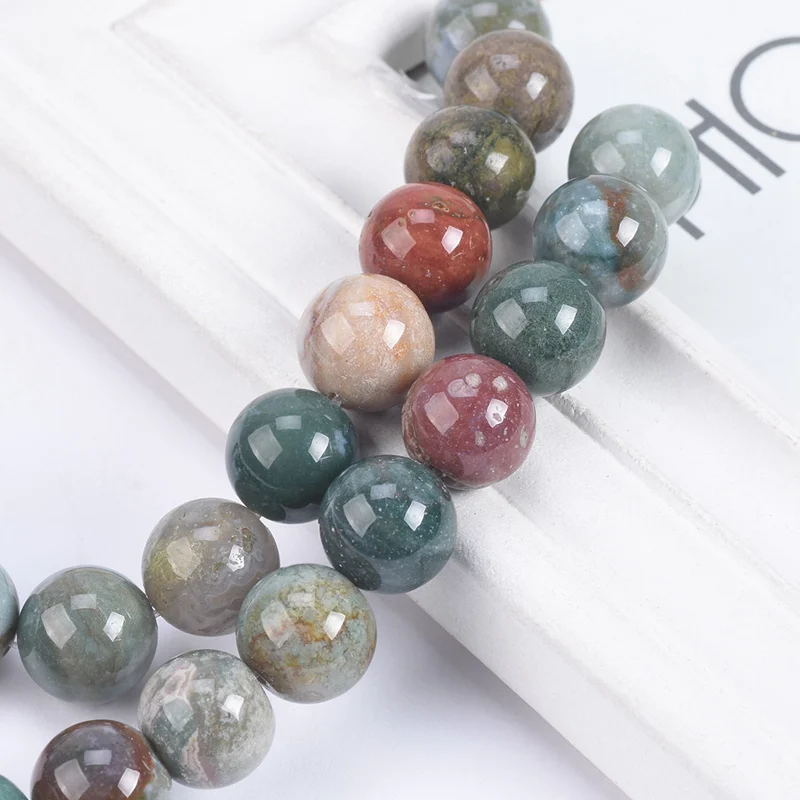 

5~50pcs Round Natural India Agate Stone Rock 4mm 6mm 8mm 10mm 12mm 14mm Loose Beads for Jewelry Making DIY Bracelet