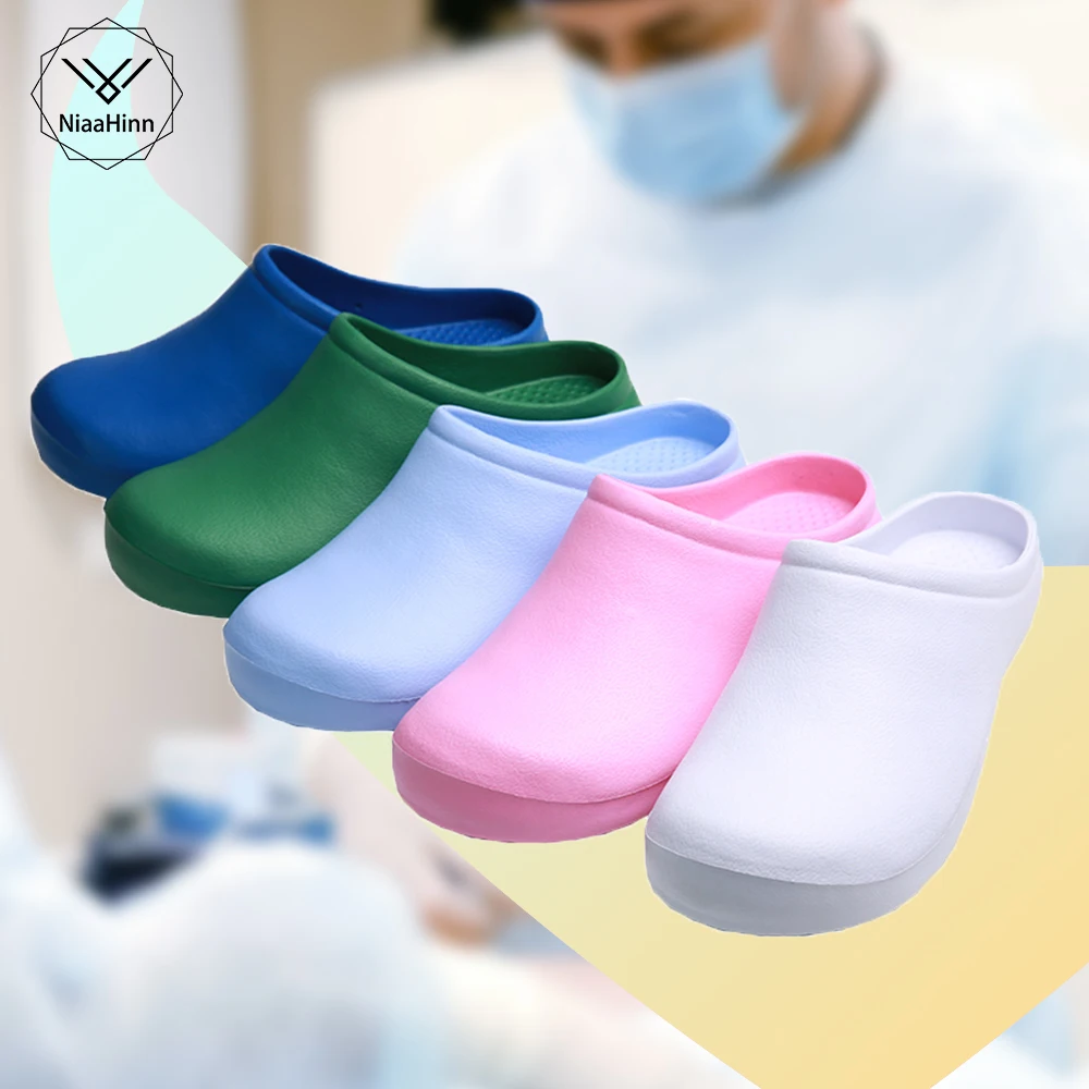 

Women Solid Color Medical Surgical Shoes Operating Room Slippers Comfortable Baotou Non-porous Anti-acupuncture Anti-drip Splash