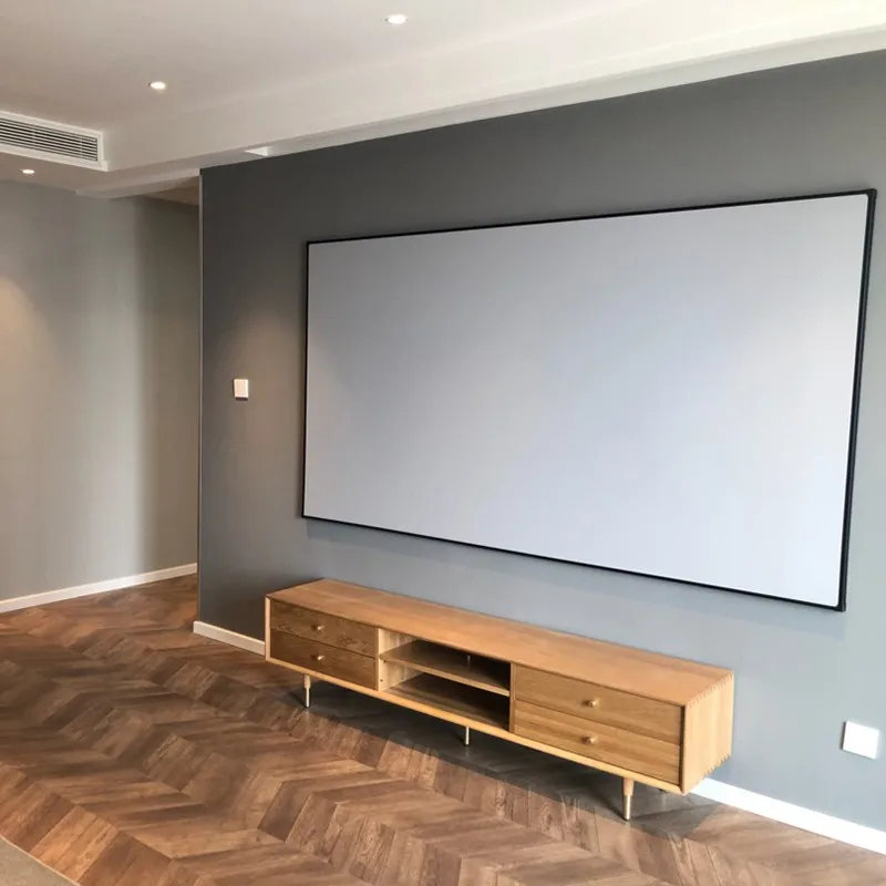 2023 настенные 60-150 дюймов 16:9 рамка экраны для проектора ПВХ матовый белый узкая 1 см